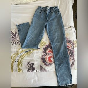 Abercrombie curve love ultra high rise straight jeans with split hem